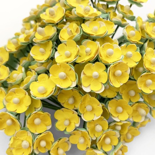 12 Yellow Paper Forget Me Nots ~ 3/8"